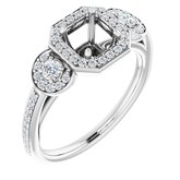 Platinum 3/8 CTW Diamond Semi-Set Engagement Ring for 5.5 mm Asscher Center